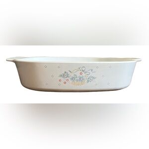 Corning Ware Cornflower Blue Ribbon Floral Basket Casserole Dish 2.5 liter